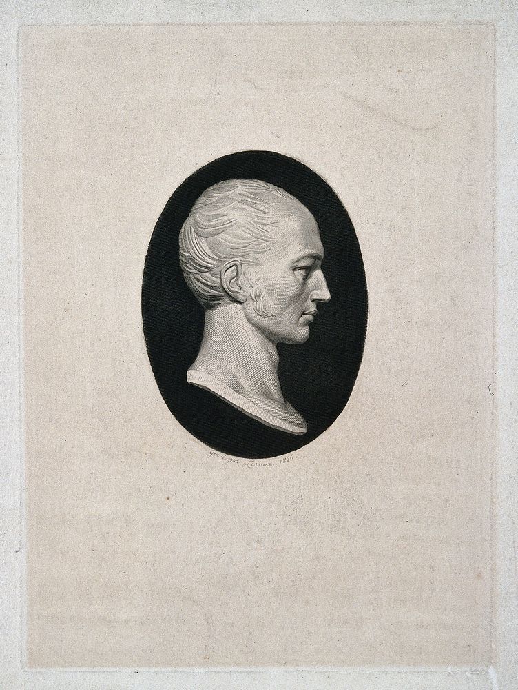 Pierre Auguste Béclard. Line engraving by Leroux, 1826.