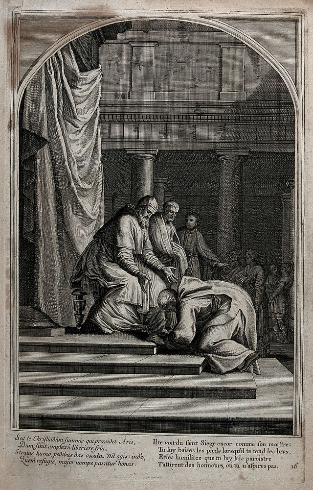 Saint Bruno. Engraving by F. Chauveau and C. Simonneau after Le Sueur.