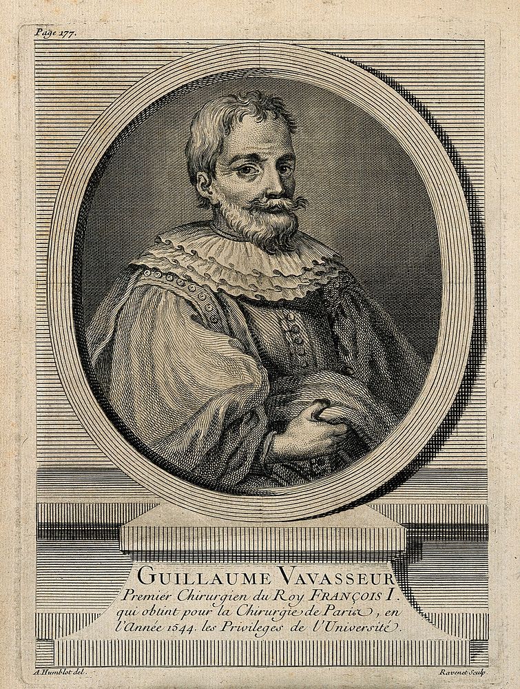 Guillaume Vavasseur. Line engraving by S. F. Ravenet, 1749, after A. Humblot.