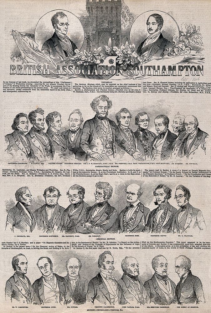 British Association for the Advancement of Science, meeting, Southampton, 1846: some of the participants. Wood engraving…