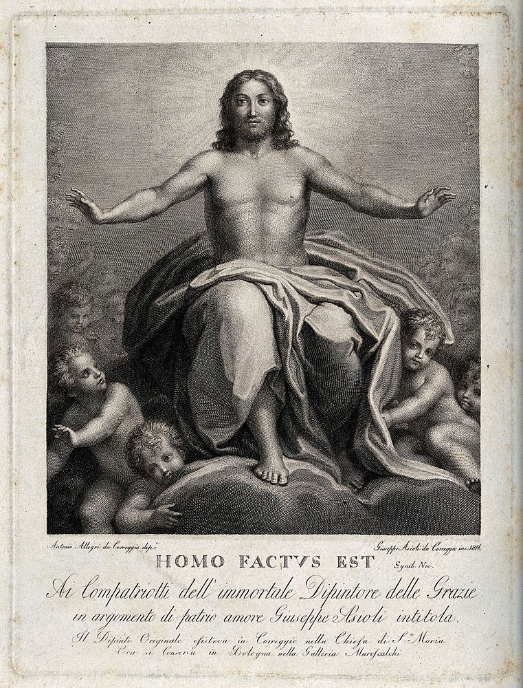 The Incarnation of Christ. Engraving by G. Asioli after Antonio Allegri, il Correggio.