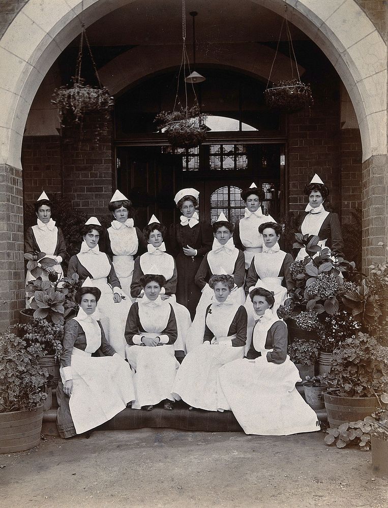 Johannesburg Hospital, South Africa: nursing staff. Photograph, c. 1905.