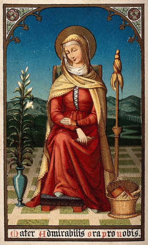 Saint Mary (the Blessed Virgin). Colour lithograph, 1885.