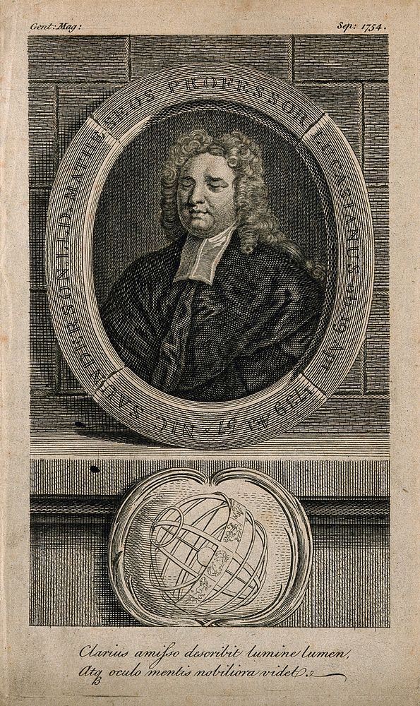 Nicholas Saunderson [Sanderson]. Line engraving, 1754, after J. Vanderbank, 1719.