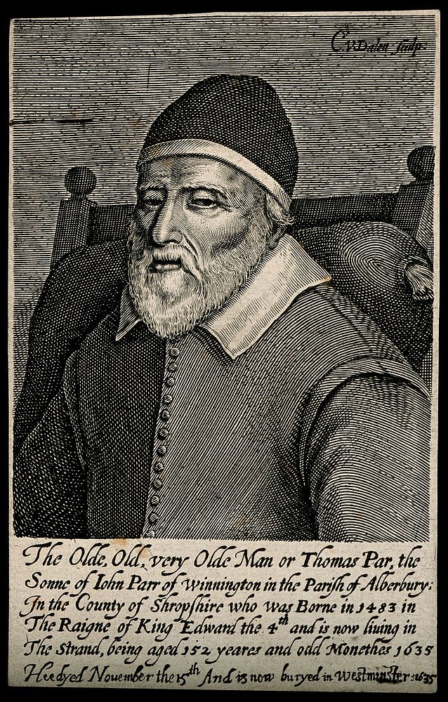 Thomas Parr, aged 152. Line | Free Photo Illustration - rawpixel