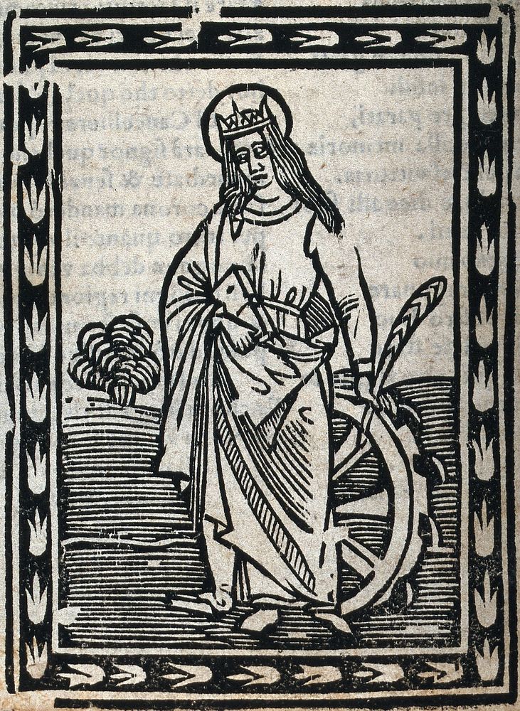 Saint Catherine. Woodcut.
