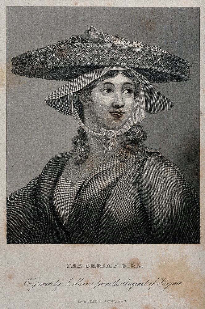 A shrimp girl. Steel engraving by J. Moore after W. Hogarth.