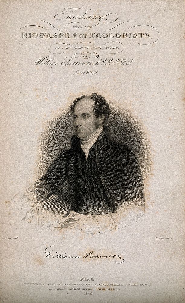 William Swainson. Stipple engraving by E. Finden, 1840, after A. Mosses.