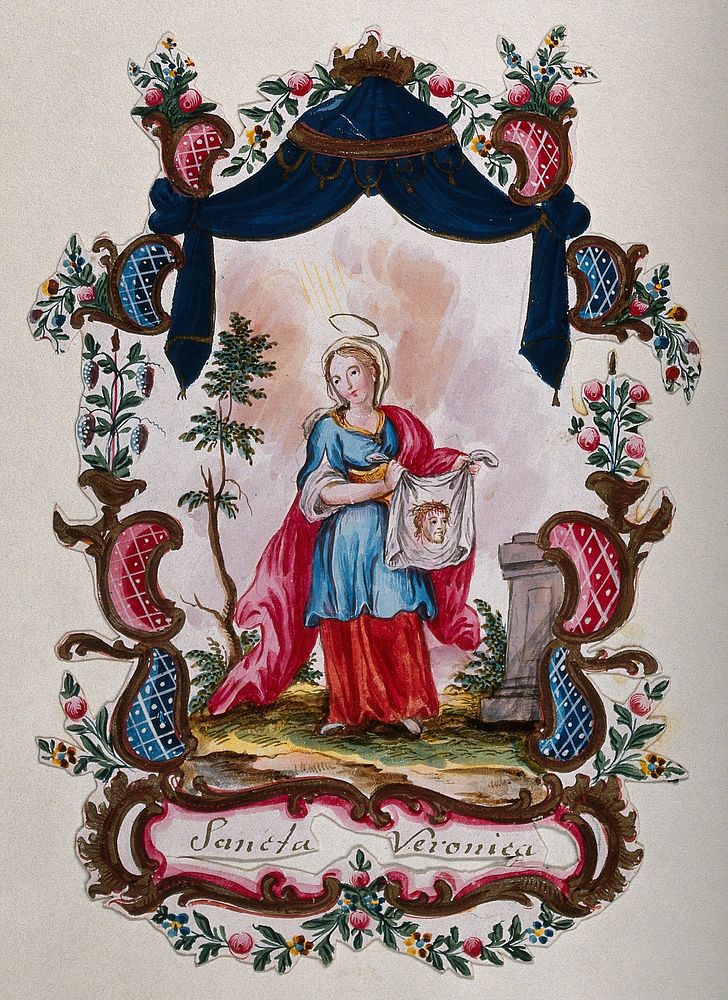 Saint Veronica. Gouache painting.