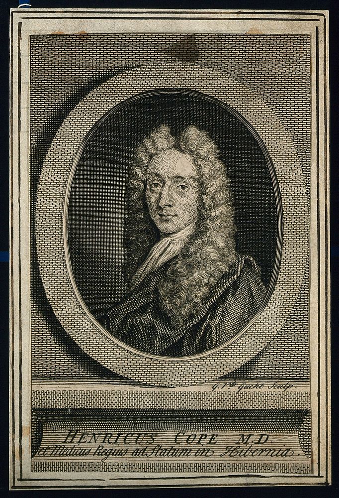 Henry Cope. Line engraving by G. van der Gucht, 1736.