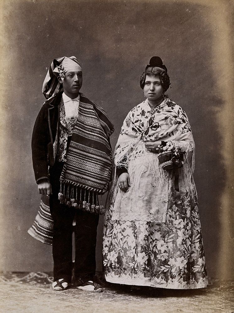 People of Valencia, a man and woman wearing traditional dress.