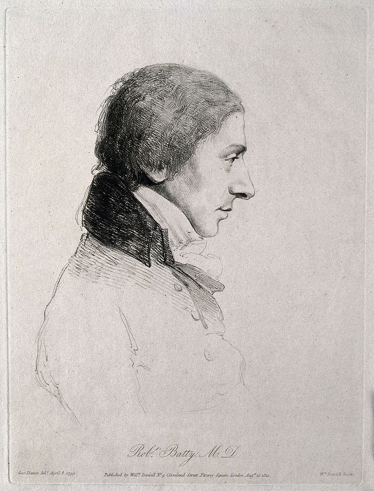 Robert Batty. Soft-ground etching by W. Daniell, 1810, after G. Dance, 1799.