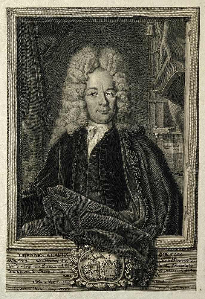 Johann Adam Goeritz. Line engraving by A. Geyer, 1727, after J. L. Huschmann, 1718.