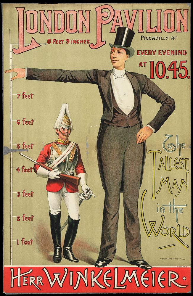 Poster advertising the tallest man in the world