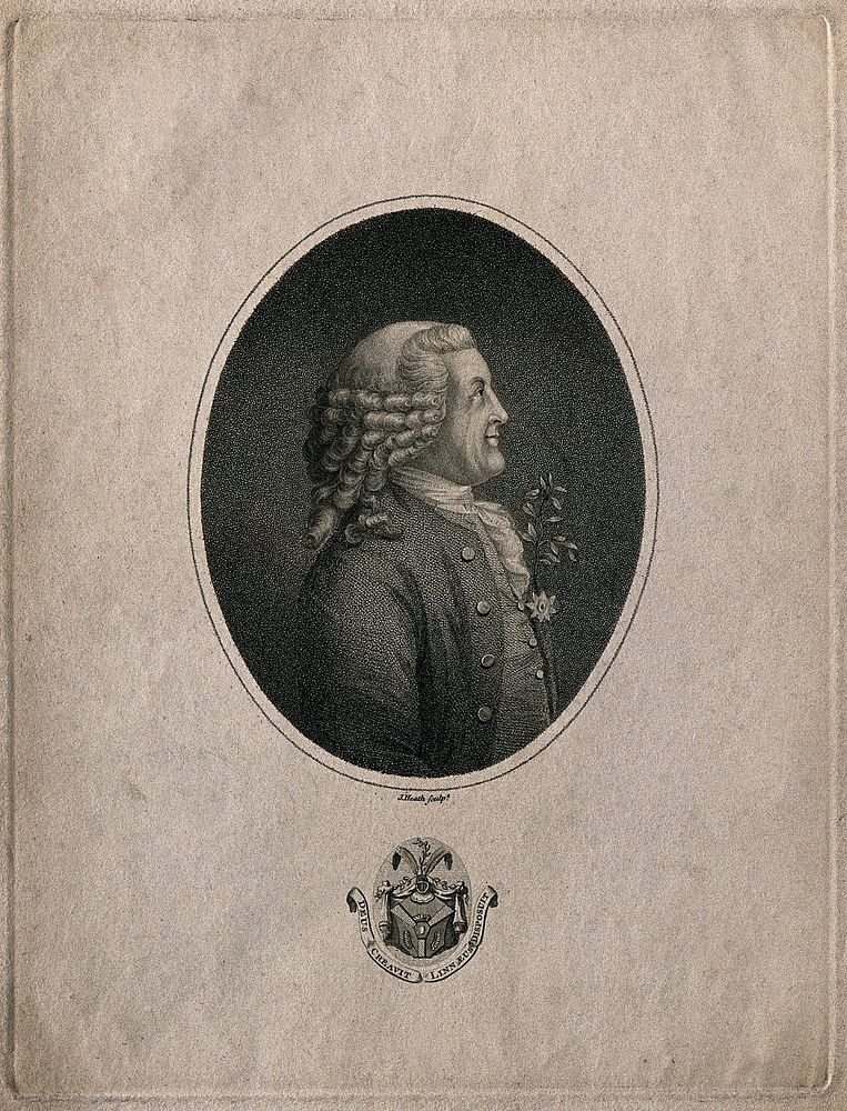 Carolus Linnaeus. Stipple engraving by J. Heath after C. F. Inlander, 1773.