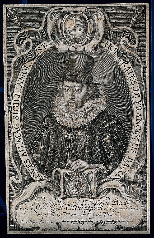 Francis Bacon, Viscount St Albans. Line engraving by S. van der Passe.