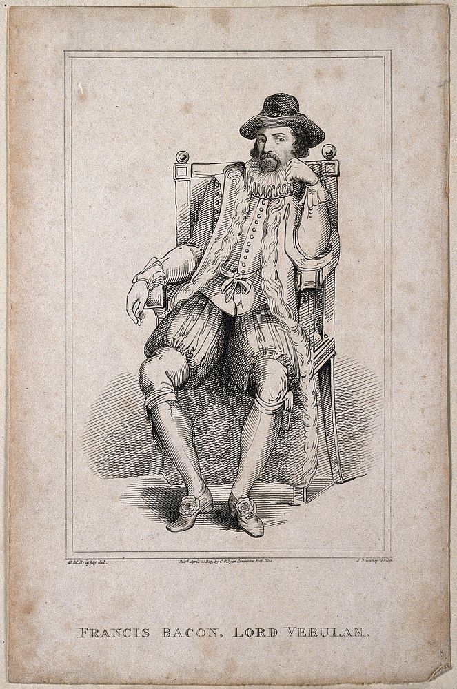 Francis Bacon, Viscount St Albans. Etching by J. Romney after G. M. Brighty, 1817.