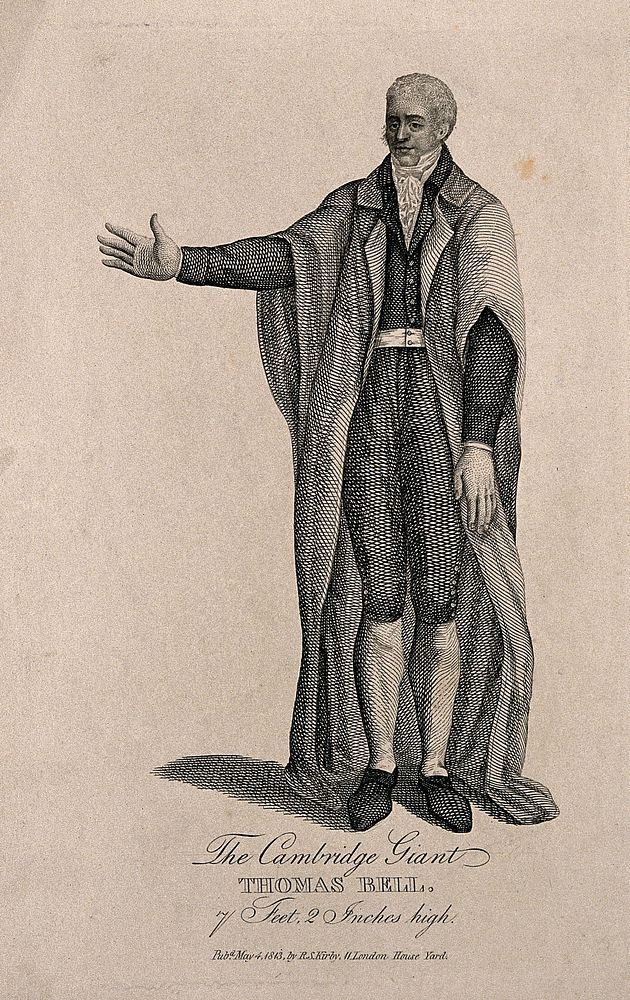 Thomas Bell, a giant. Line engraving, 1813.