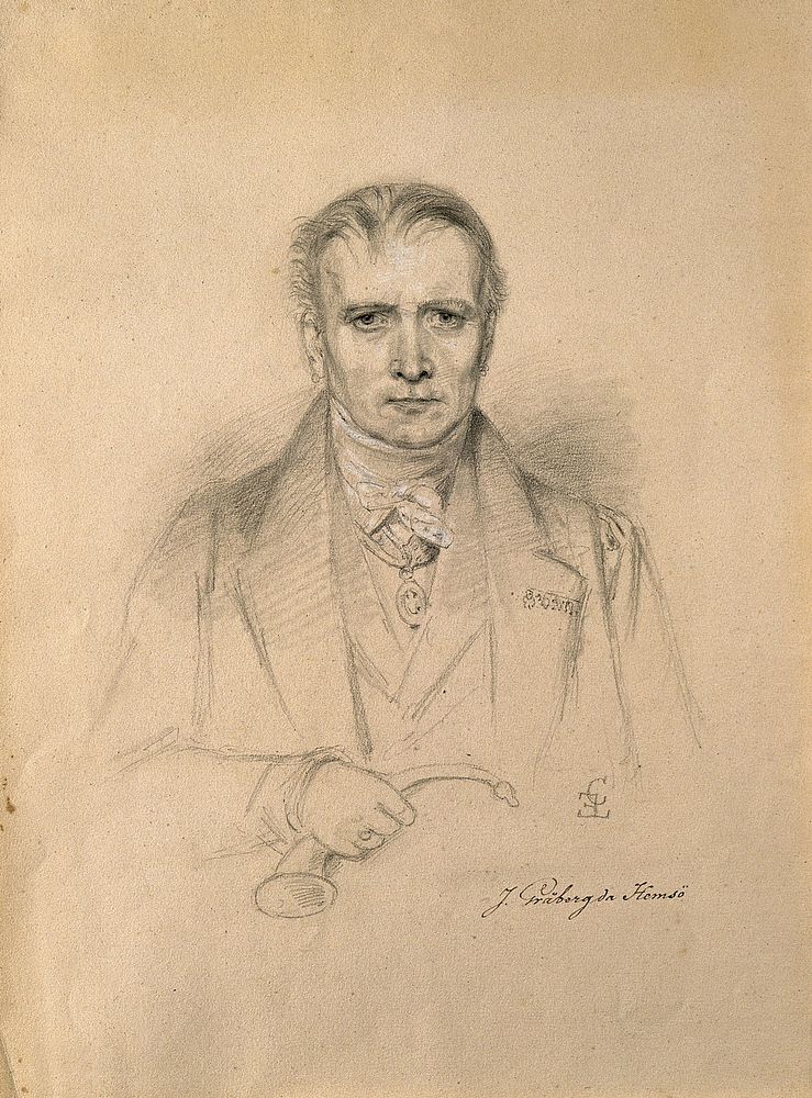 Jacob Gråberg of Hemsö. Pencil drawing by C. E. Liverati, 1841.