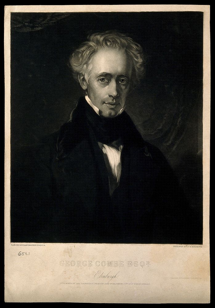 George Combe. Mezzotint by R. M. Hodgetts after Sir D. Macnee.