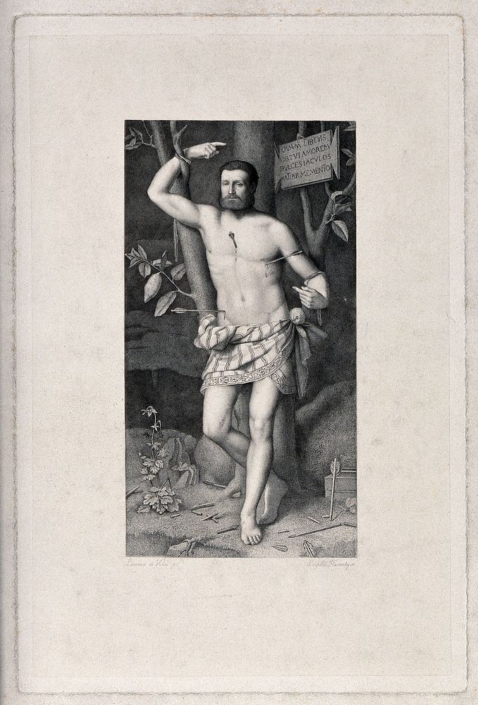 Martyrdom of Saint Sebastian. Engraving by L. Flameng after Leonardo da Vinci .