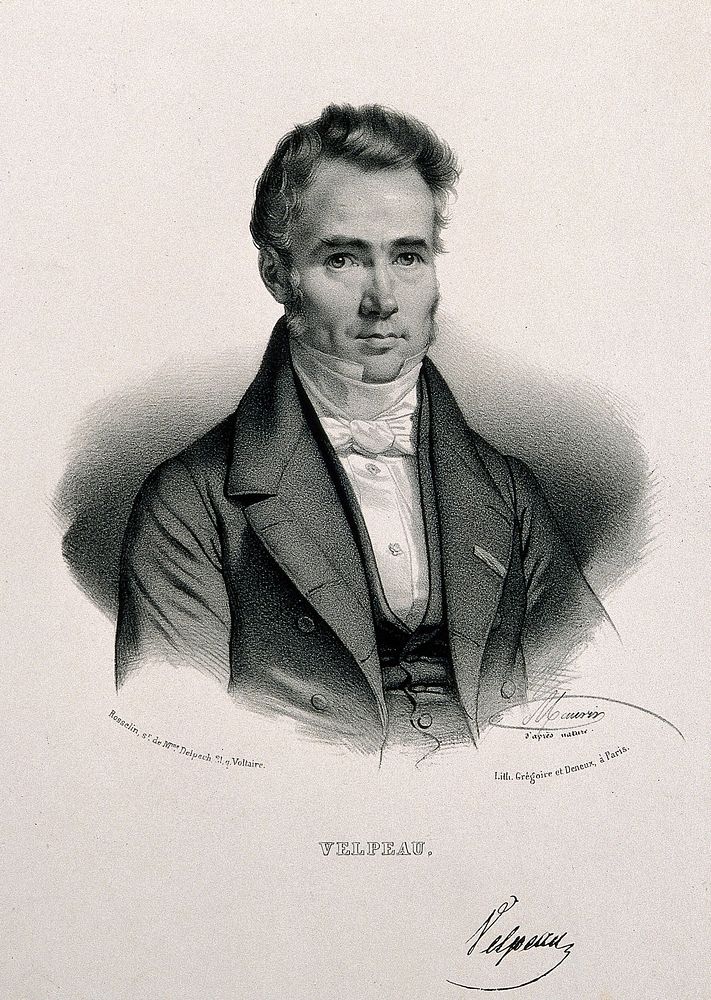 Alfred Armand Louis Marie Velpeau. Lithograph by N.E. Maurin.