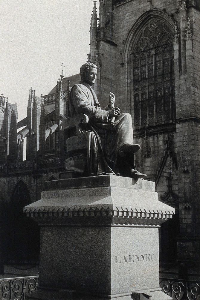 René Théophile Hyacinthe Laennec. Photograph after a statue.