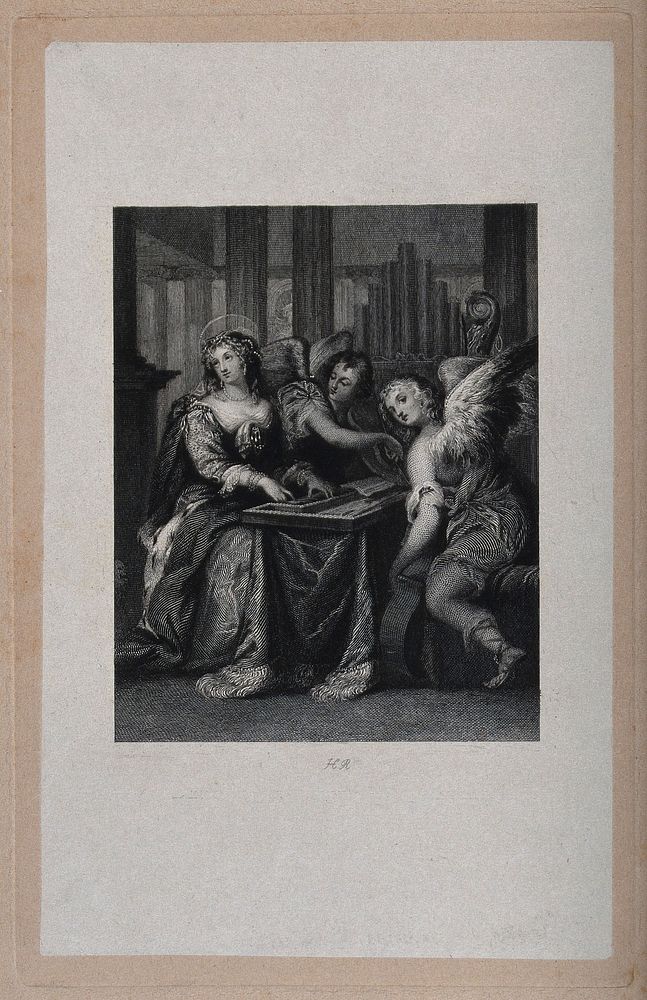Saint Cecilia. Engraving by H. Robinson after A. Celesti.