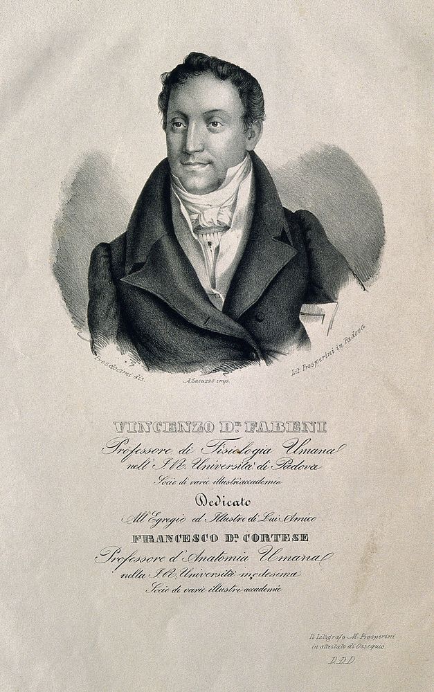 Vincenzo Fabeni. Lithograph by M. Prosperini after Prosdocimi.