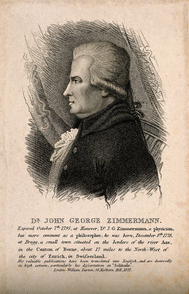 Johann Georg Zimmermann. Stipple engraving, 1822.