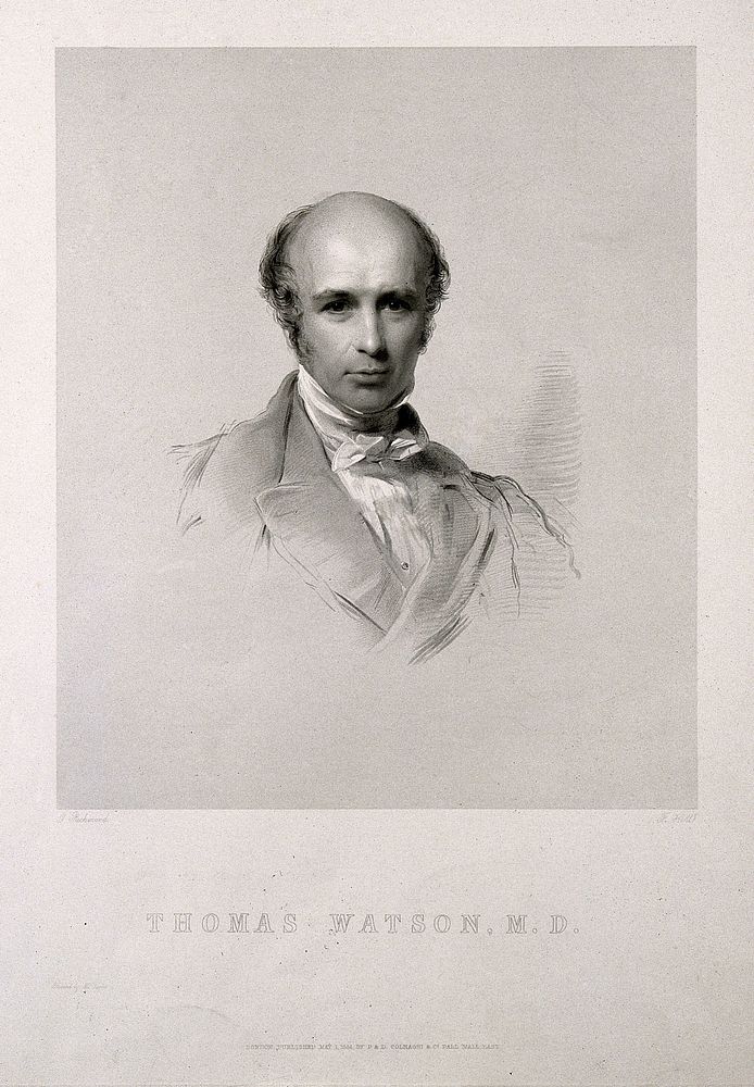 Sir Thomas Watson. Stipple engraving by F. Holl, 1854, after G. Richmond, [1850].