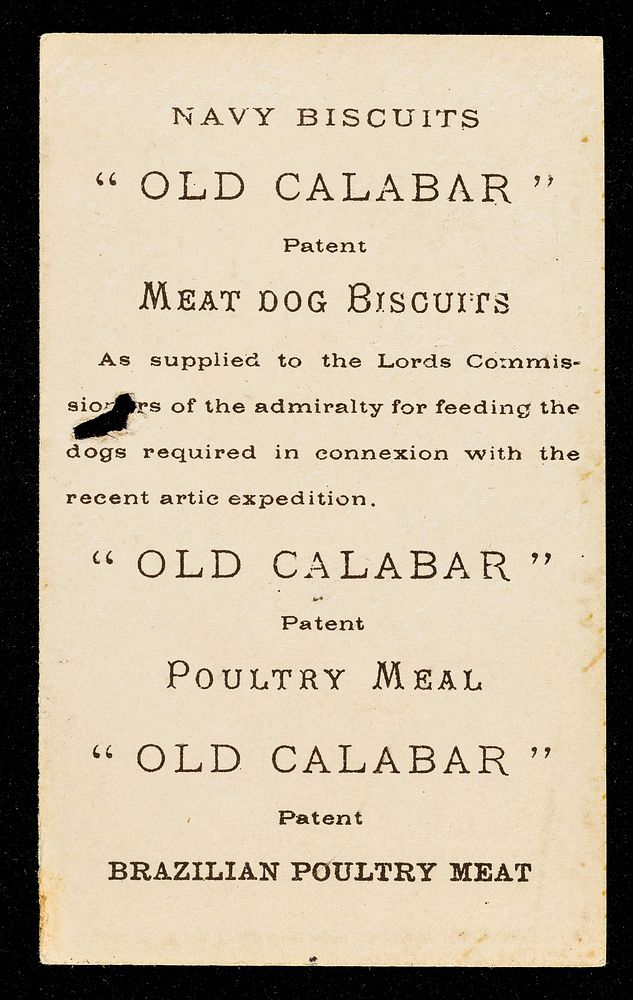 Old Calabar dog biscuits : decrescendo :où s'arrt̂era-t-il.