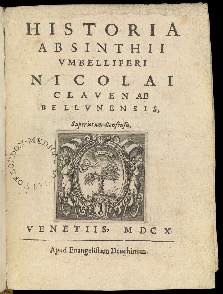 Historia absinthii umbelliferi. Nicolao Clavena, 1610