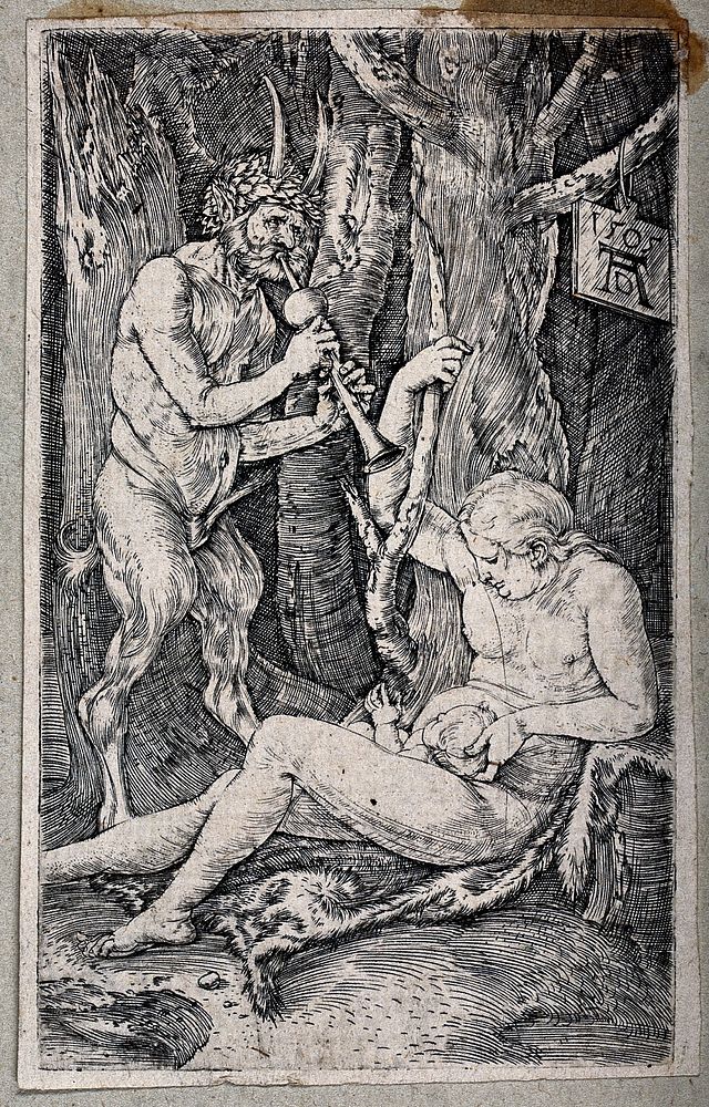 The family of the satyr. Engraving after A. Dürer, 1505.