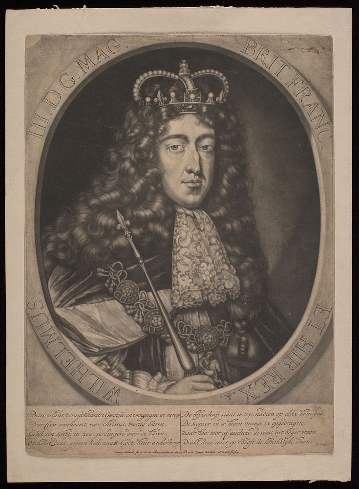 King William III of England. Mezzotint by P. Schenck, 168-.