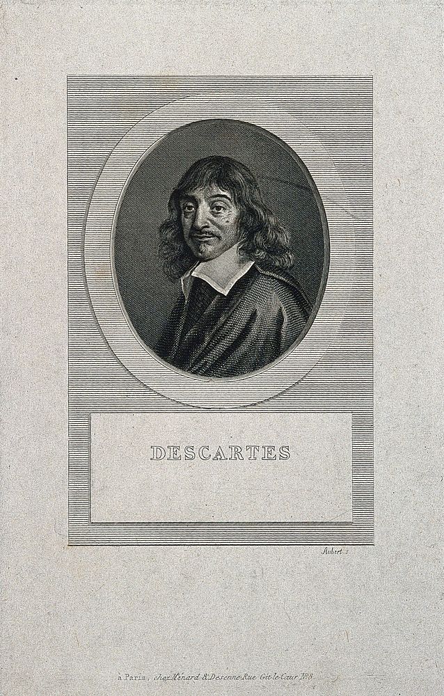 René Descartes. Line engraving by Aubert after F. Hals, 1649.
