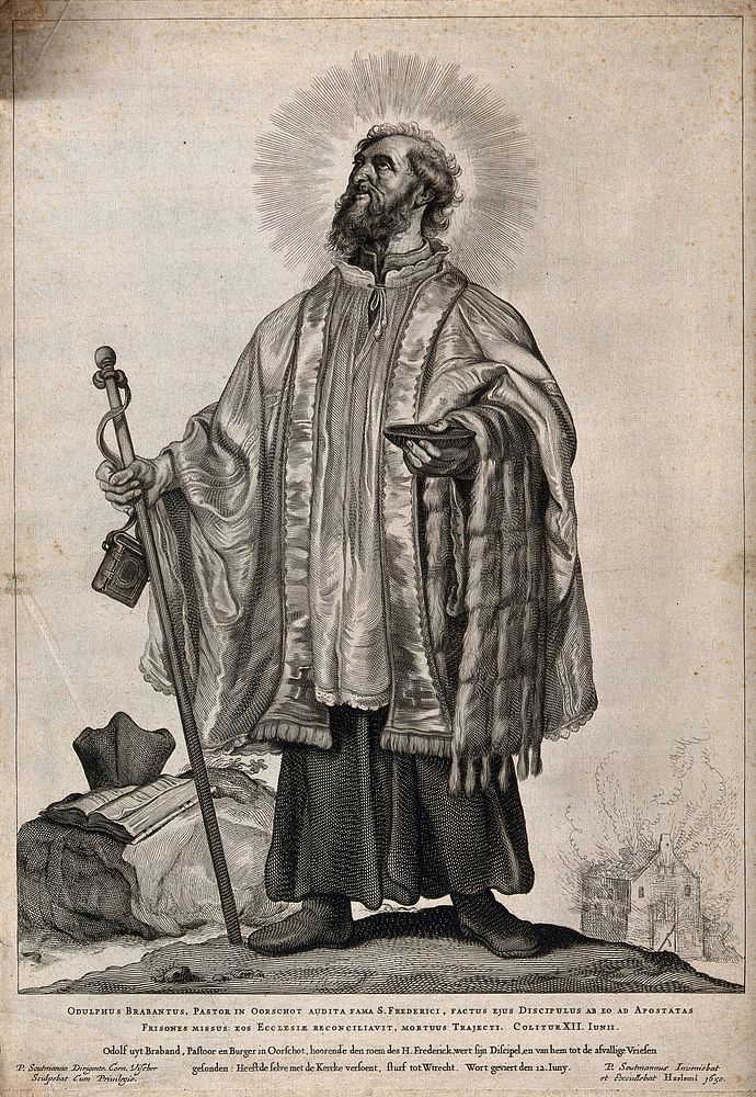 Saint Odulph. Engraving by P. Soutman after himself, 1650.