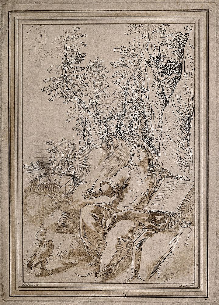 Saint John the Evangelist. Coloured etching by A. von Bartsch, 1782.