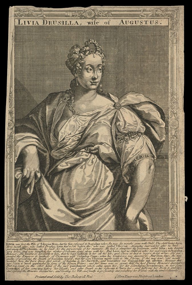 Livia Drusilla, wife of Augustus Caesar. Line engraving, 16--, after A. Sadeler.