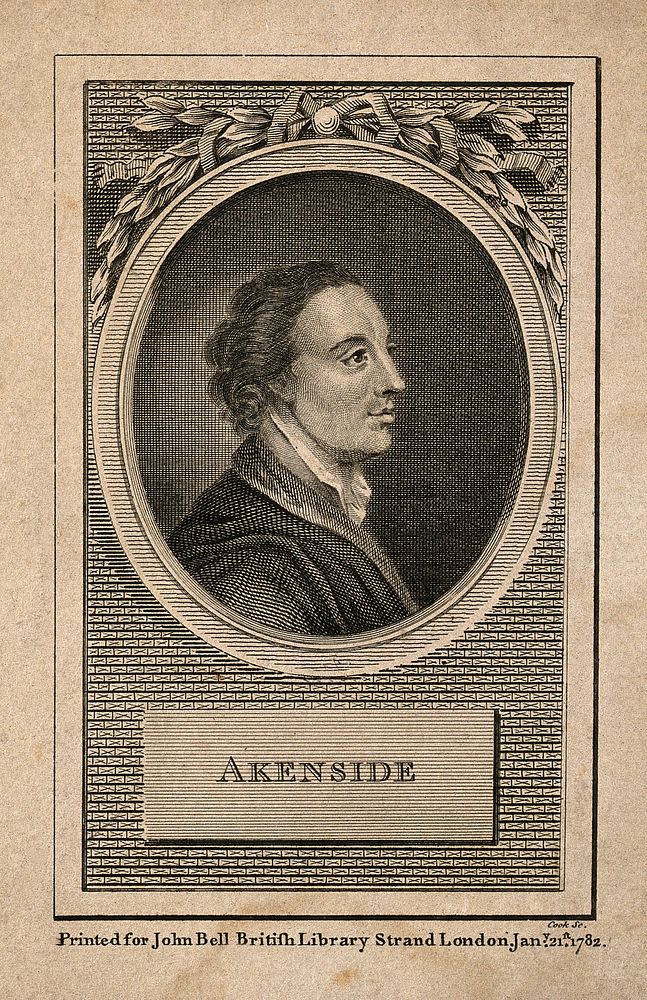 Mark Akenside. Line engraving by Cook, 1782.