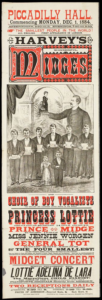 Piccadilly Hall, commencing Monday, Dec. 1, 1884... : the smallest people in the world! All English. First appearance in…