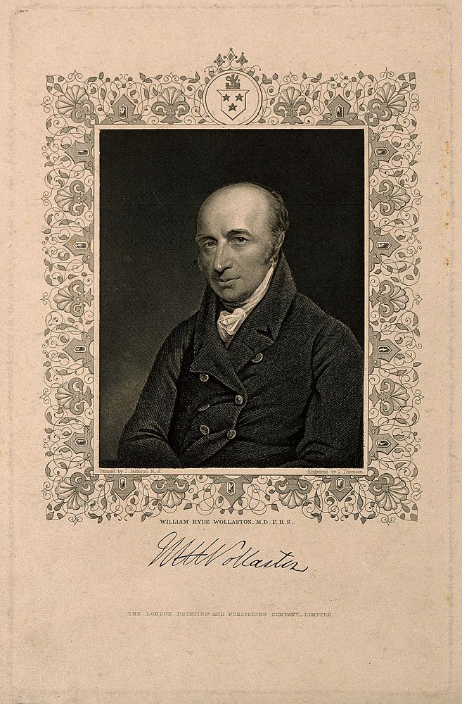 William Hyde Wollaston. Stipple engraving by J. Thomson, 1835, after J. Jackson.