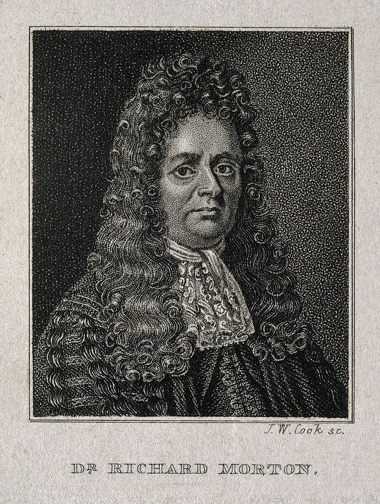 Richard Morton. Stipple engraving by J. W. Cook, 1820, after B. Orchard, 1692.