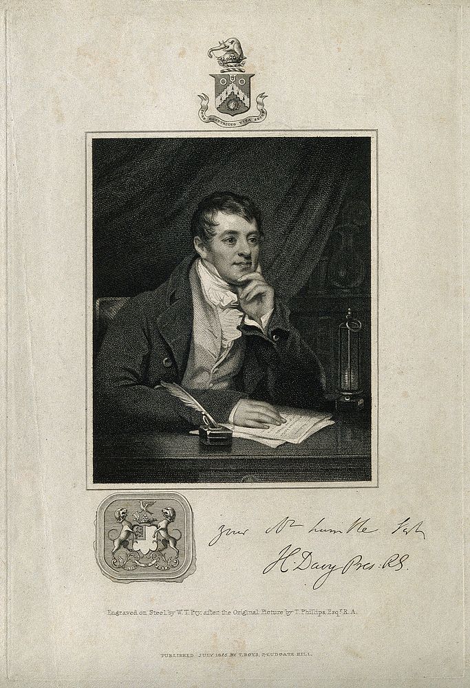 Sir Humphry Davy. Stipple engraving by W. T. Fry, 1825, after T. Phillips.