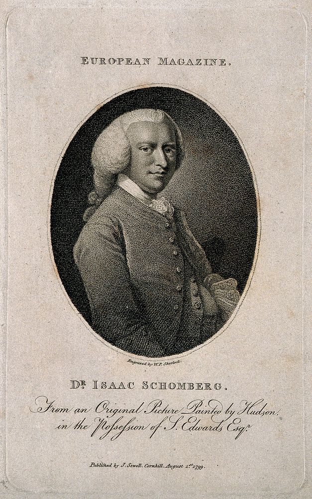 Isaac Schomberg. Stipple engraving by W. P. Sherlock, 1799, after T. Hudson.