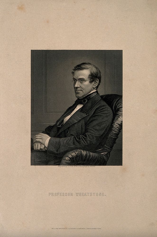 Sir Charles Wheatstone. Stipple engraving by C. Cook after W.E. Kilburn.
