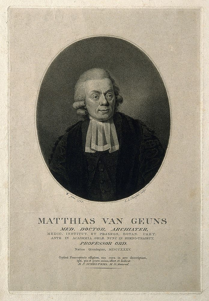 Mathias van Geuns. Stipple engraving by L. A. Claessens after T.P. Scheltema, 1797.