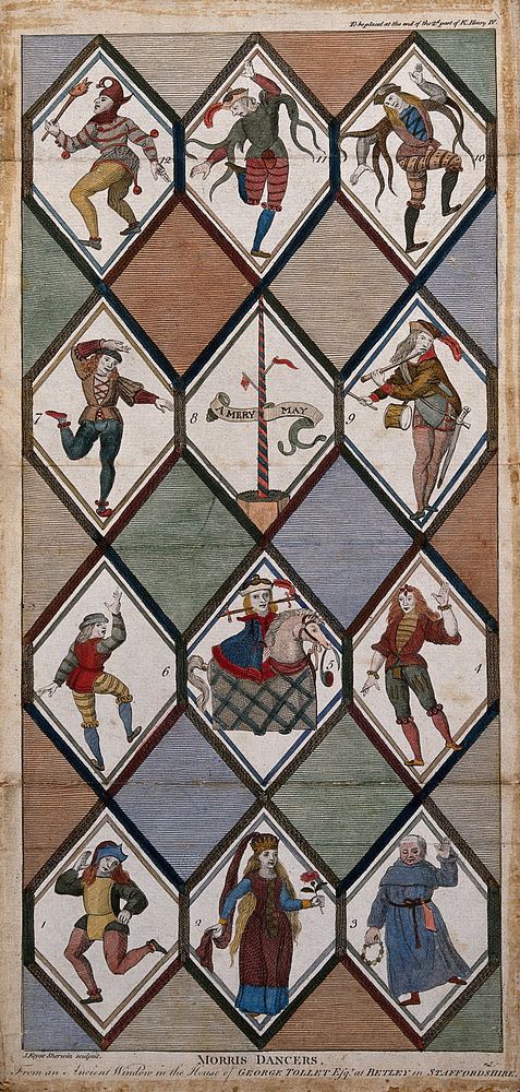 Men and women dancing and playing music. Coloured engraving by J. Keyse Sherwin.