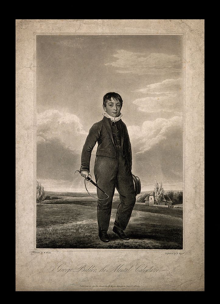 George Bidder, a mental calculator, as a boy. Aquatint by H. Meyer, 1817, after W. Waite.