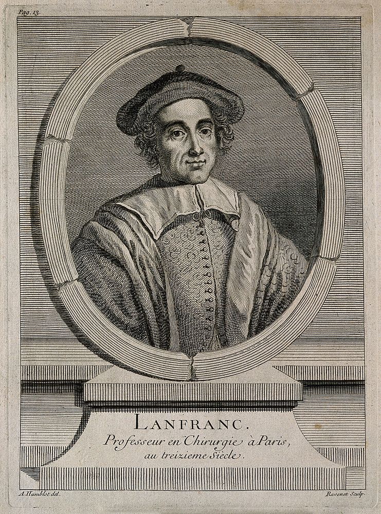 Lanfranc. Line engraving by S. F. Ravenet, 1749, after A. Humblot.